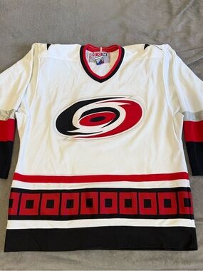 vintage CCM Carolina Hurricanes white away jersey nhl hockey mens medium